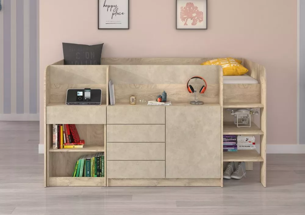 Divstāvu gulta Smile P ar stelāžu Guļamvietas platums: 90 cm, Guļamvietas garums: 200 cm, · 112 × 204 × 112 cm