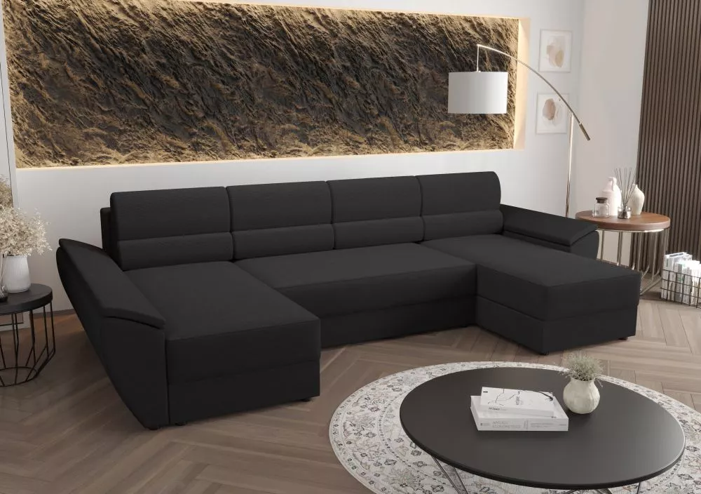 Dīvāns Rebi U3 Standard · Tumši pelēks · 140 × 321 × 88 cm