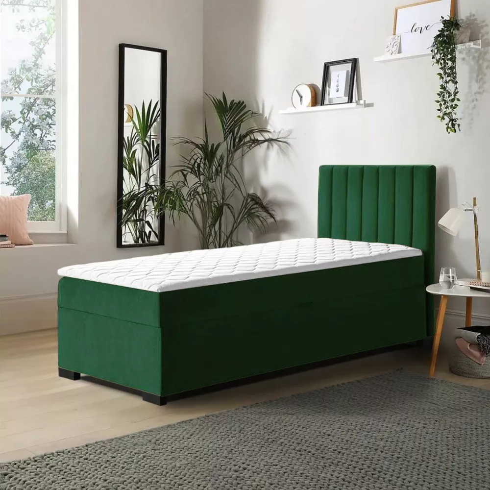 Gulta Eryk 90x200 Boxspring Standard Guļamvietas platums: 90 cm, Guļamvietas garums: 200 cm, · Zaļš · 94 × 207 × 105 cm