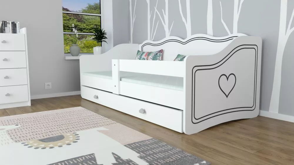 Bērnu gulta Royal Heart 80x160 ar stelāžu Guļamvietas platums: 80 cm, Guļamvietas garums: 160 cm, · 84 × 164 × 70 cm