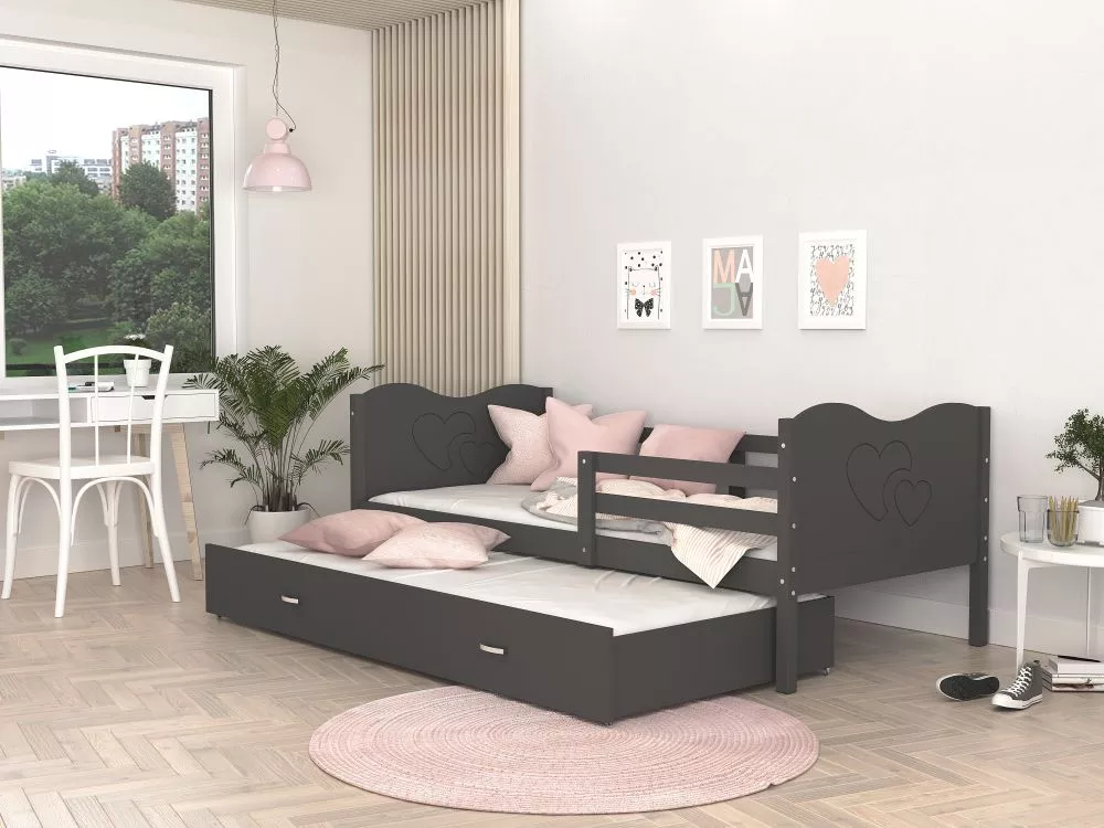 Bērnu gulta Max P2 MDF 90x200 ar stelāžām Guļamvietas platums: 90 cm, Guļamvietas garums: 200 cm, · 96 × 208 × 74 cm