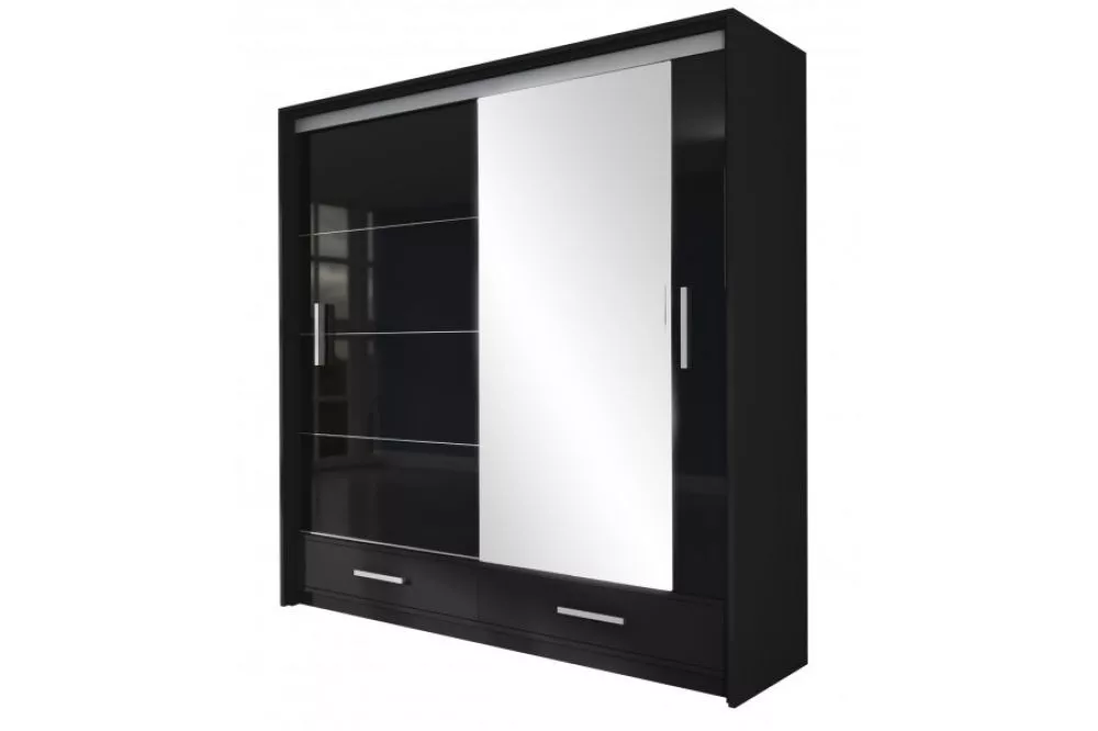 Skapis Marsylia ar LED · Melns · 208 × 61 × 225 cm