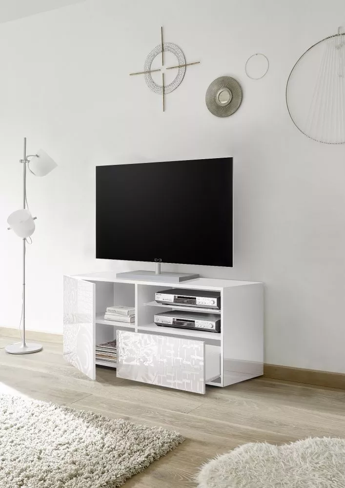 TV tumba Miro 01 · Balts · 122 × 43 × 57 cm