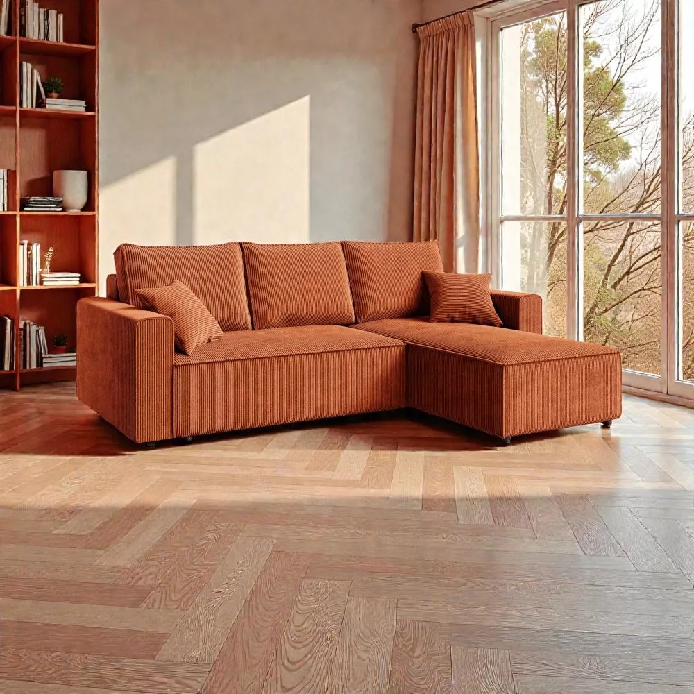 Dīvāns Amber L Standard · Oranžs · 143 × 232 × 85 cm