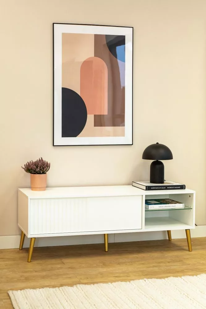 TV tumba Barcelona RTV135 · Balts · 135 × 40 × 48 cm