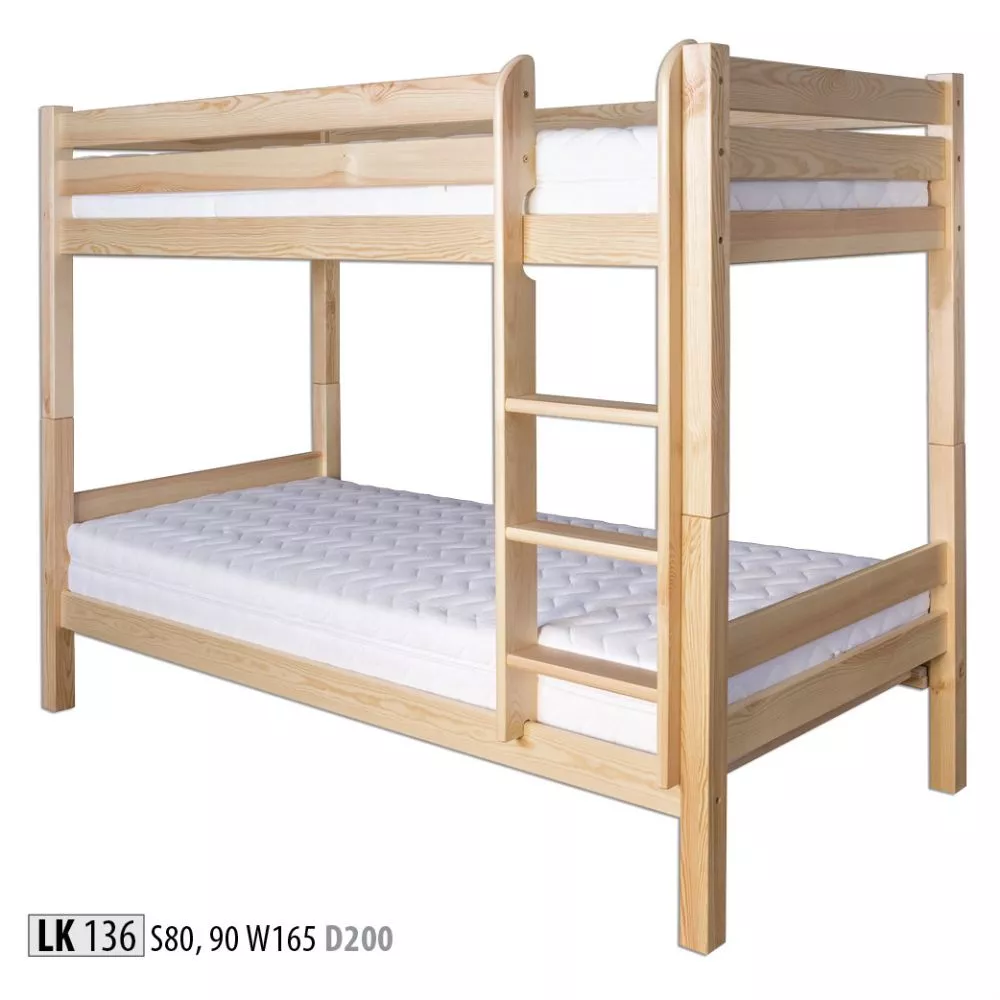 Bērnu gulta LK 136 ar stelāžam Kājiņu izmērs: 6.5x6.5 cm, Kāpņu puse: Pa labi, Guļamvietas platums: 90 cm, Guļamvietas g