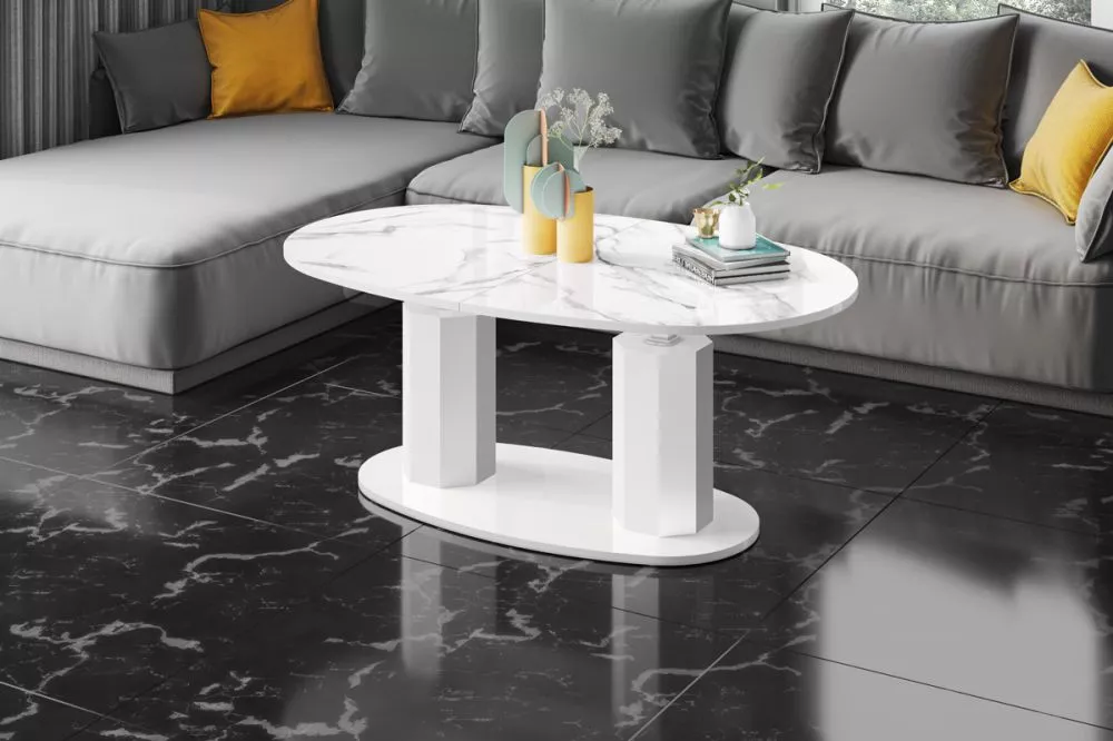 Žurnālgalds Barletta Gloss Korpusa krāsa: balts marmors, · 130 × 80 × 54 cm