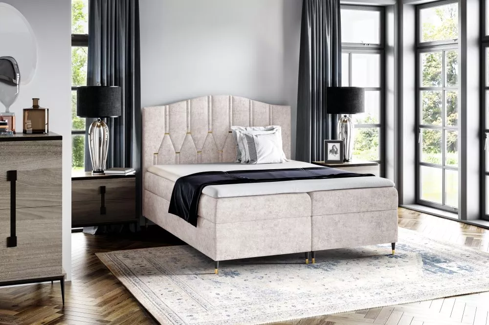 Gulta Vegas Comfort Boxspring Standard Guļamvietas platums: 160 cm, Guļamvietas garums: 200 cm, · Krēma · 164 × 208 × 13