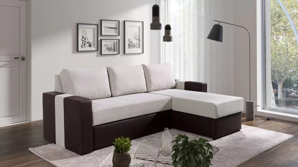 Dīvāns Aden Standard · Bēšs + tumši brūns · 156 × 234 × 82 cm