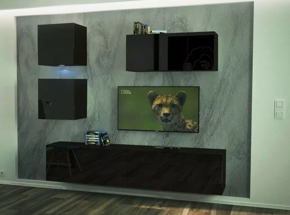 Sekcija Next 269 ar LED · Melns · 200 × 35 × 195 cm