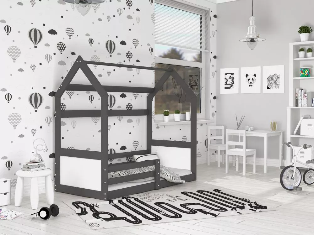 Bērnu gulta Domek Miki ar stelāzu Guļamvietas platums: 80 cm, Guļamvietas garums: 160 cm, · 84 × 164 × 154.5 cm