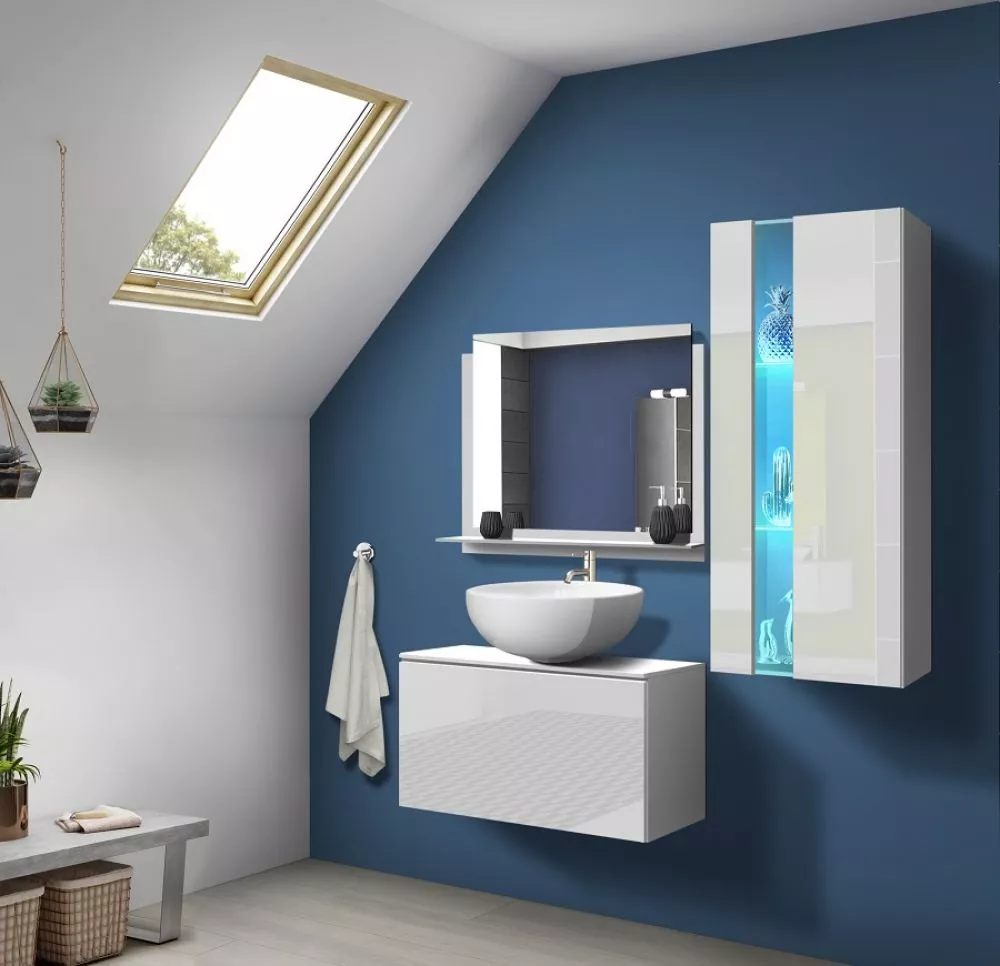 Vannas istabas komplekts Alius 34 gloss ar LED · Balts · 123 × 112 × 42 cm
