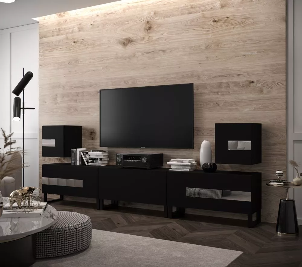 Sekcija New Concept C97 · Melns · 249 × 35 × 100 cm