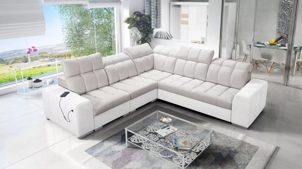 Dīvāns Pagano 3 Premium Standard · Bēšs + balts · 285 × 285 × 83 cm