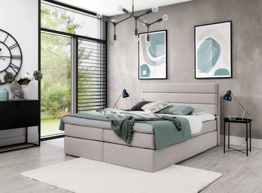 Gulta Riviera Boxspring Standard Guļamvietas platums: 120 cm, Guļamvietas garums: 200 cm, · Bēšs · 129 × 209 × 103 cm