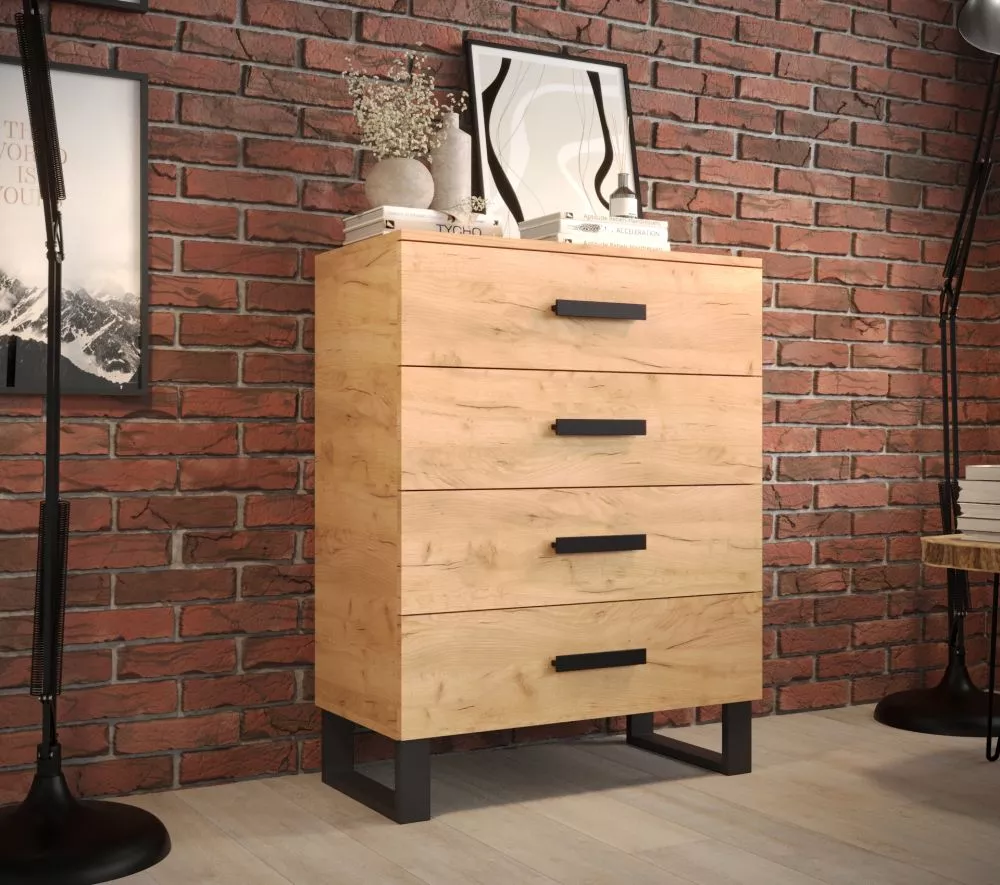Kumode Loft K80 · Ozols craft zelts · 80 × 40 × 105 cm