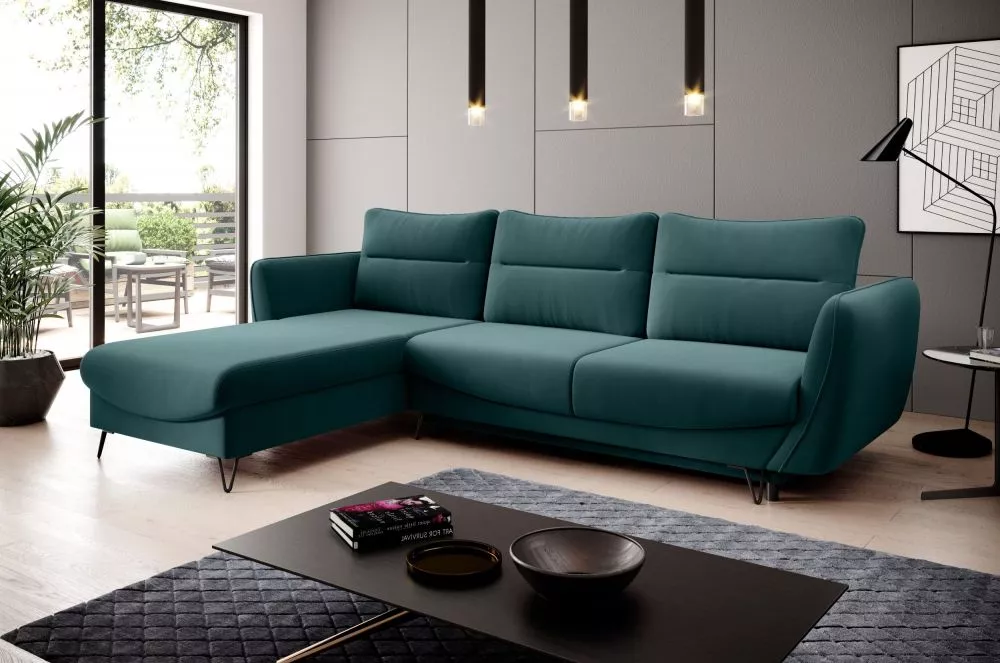 Dīvāns Silva Corner Premium Standard · Jūraszaļš · 201 × 276 × 100 cm
