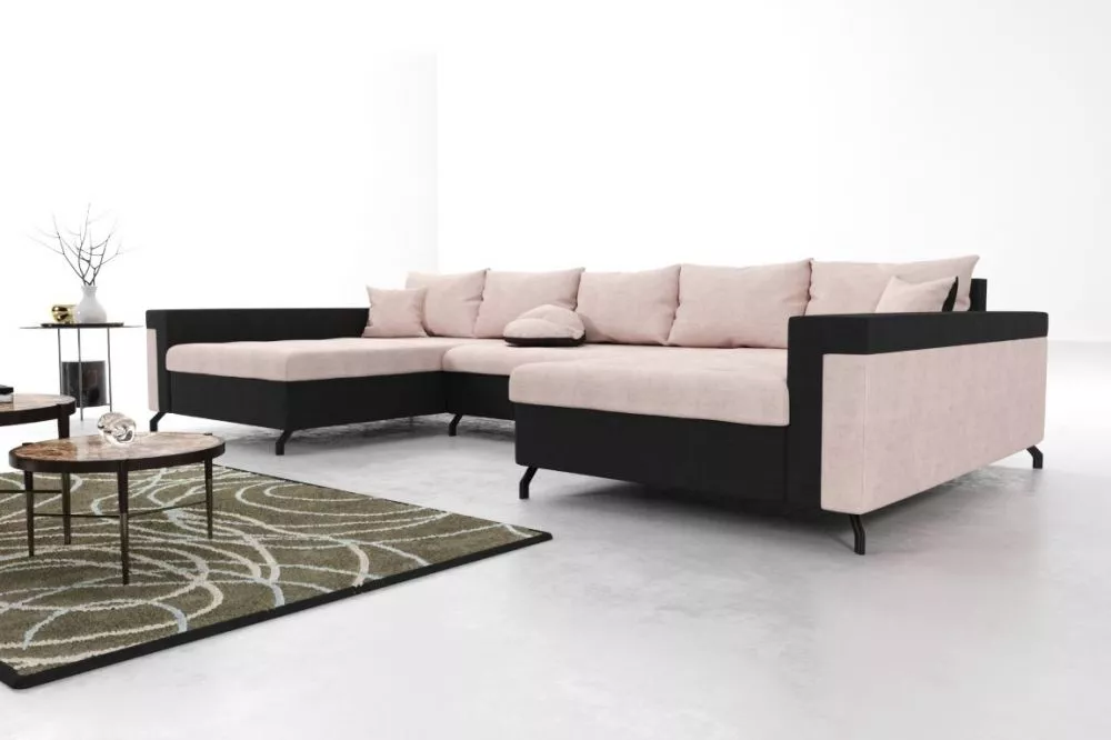 Dīvāns Braga Premium Standard · Rozā + melns · 142 × 350 × 76 cm