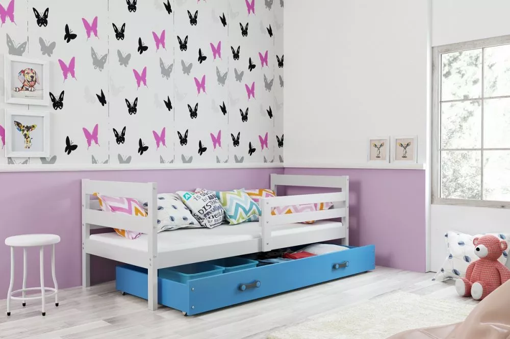 Bērnu gulta Eryk Single White ar stelāžu Guļamvietas platums: 80 cm, Guļamvietas garums: 190 cm, · 87 × 196 × 77 cm