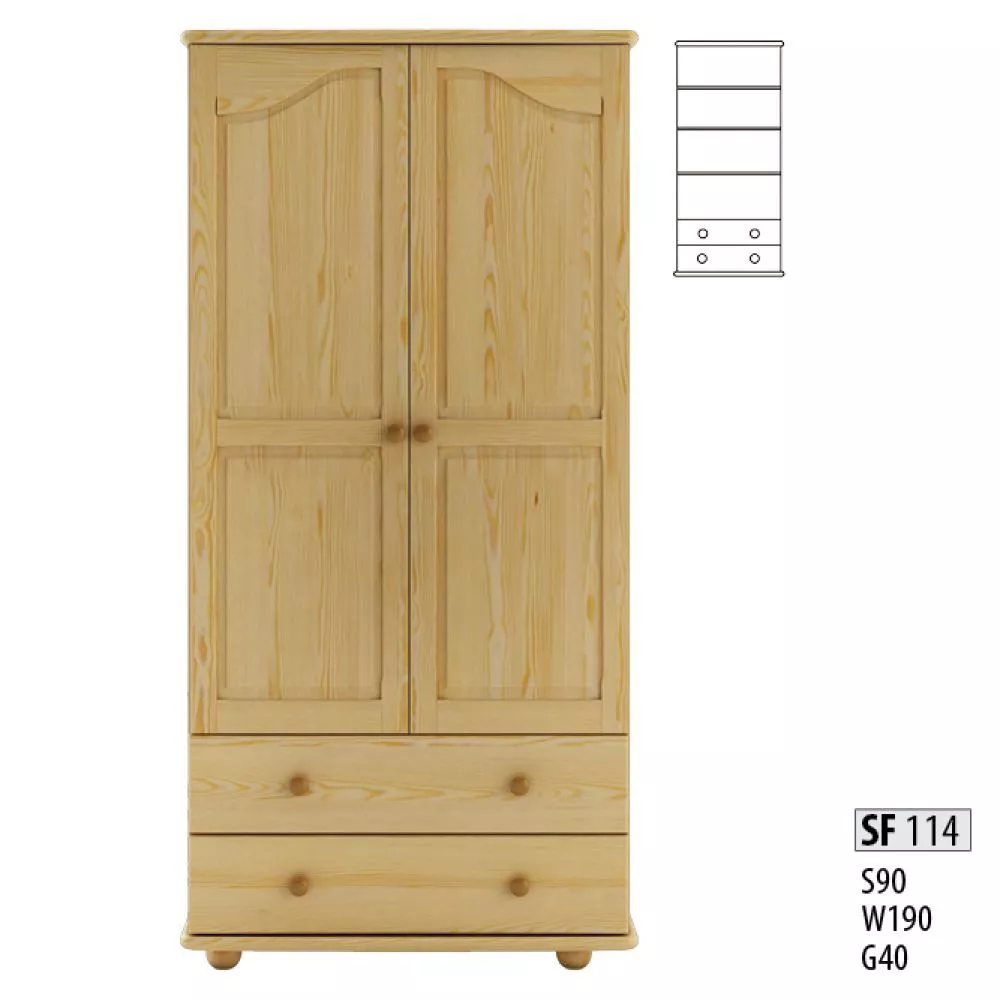 Skapis SF 114 · Priede · 90 × 40 × 190 cm
