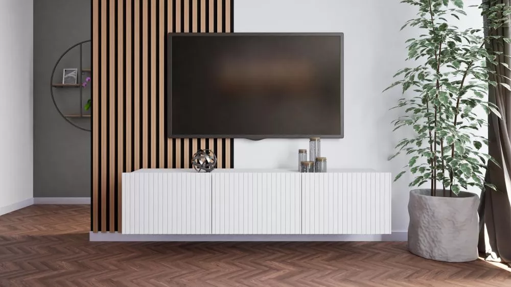 TV tumba Kolder RTV · Balts · 150 × 42.6 × 37.5 cm
