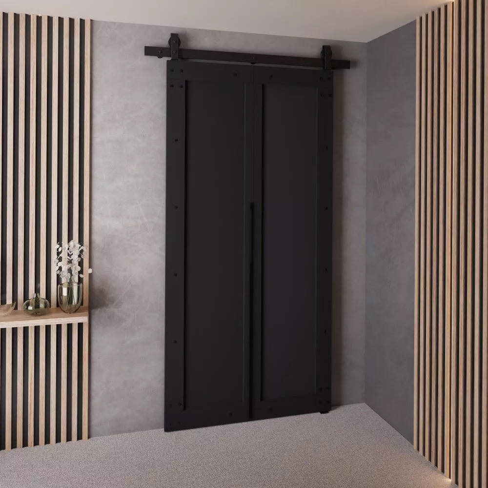 Bīdāmās durvis Qudio Loft-2 · Melna · 96 × 205 cm