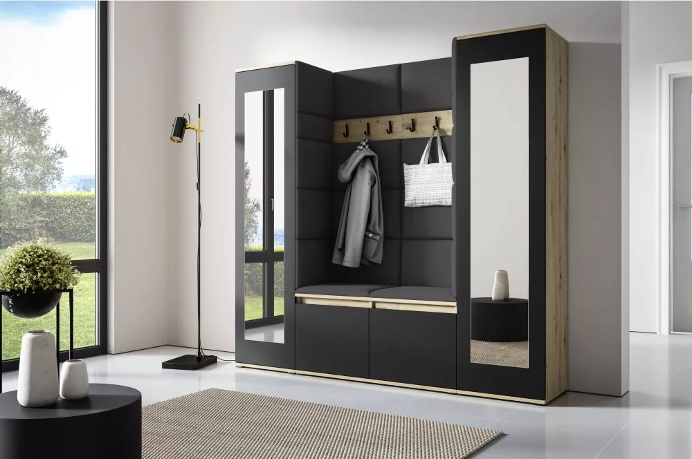Apavu plaukts Emi 31 Trinity Korpusa krāsa: ozols artisan + melns, · 190 × 185 × 40 cm