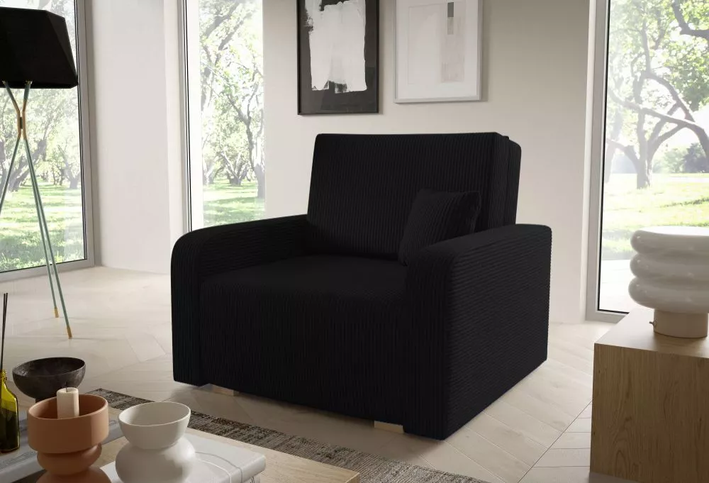 Mīksts krēsls Americano Ness 1 Standard Sēdvietas dziļums: 60 cm, · Melns · 105 × 97 × 85 cm
