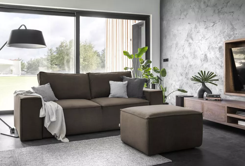 Dīvāns Silla 3S Lux Standard · Tumši brūns · 104 × 260 × 96 cm