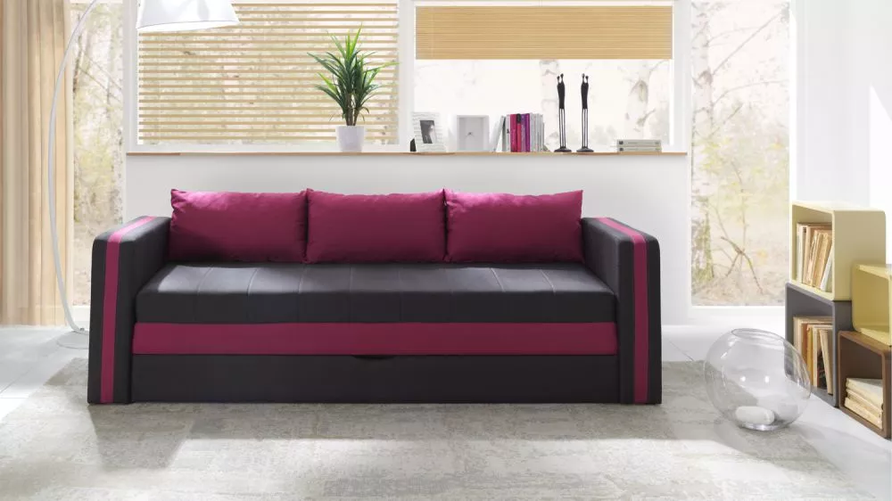 Dīvāns Euforia Duo Sofa Standard · Melns + rozā · 75 × 222 × 77 cm