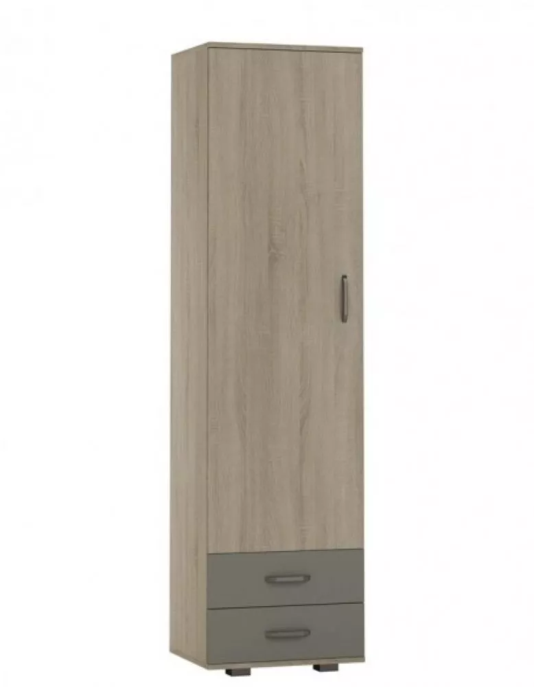 Grāmatu skapis Oliwia OL-R4 Korpusa krāsa: ozols sonoma, Elementu krāsa: pelēks, · 50 × 40 × 190 cm