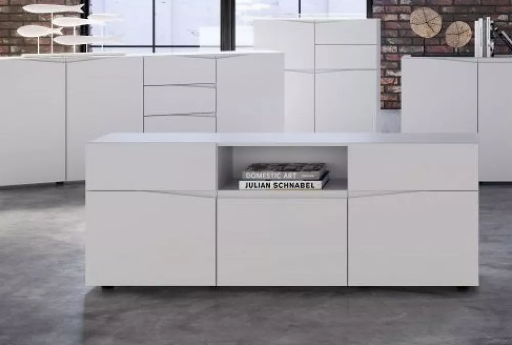 TV tumba Lucca 05 · Balts · 165 × 38 × 62 cm