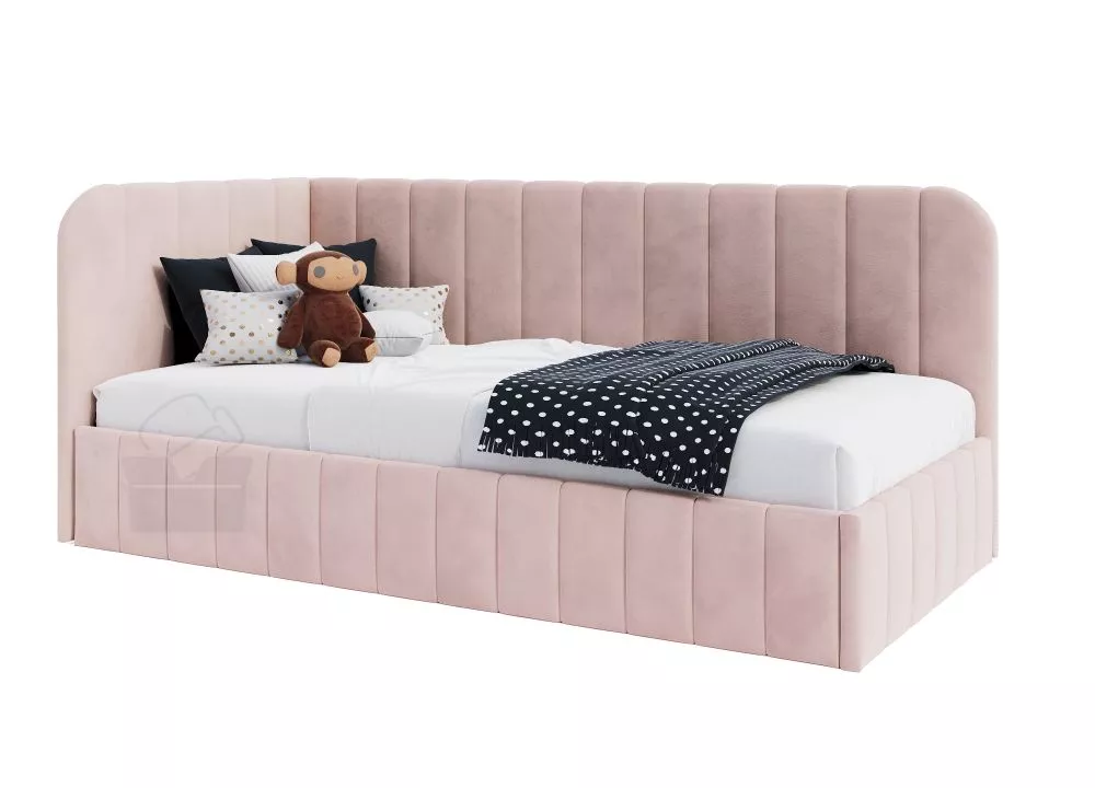 Gulta Mario SM02 Standard Guļamvietas platums: 120 cm, Guļamvietas garums: 200 cm, · Tumši rozā · 128 × 210 × 80 cm