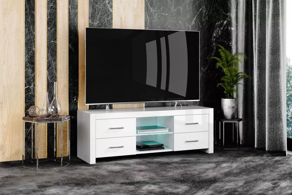 TV tumba Andora 2 ar LED · Balts · 150 × 45 × 52.5 cm