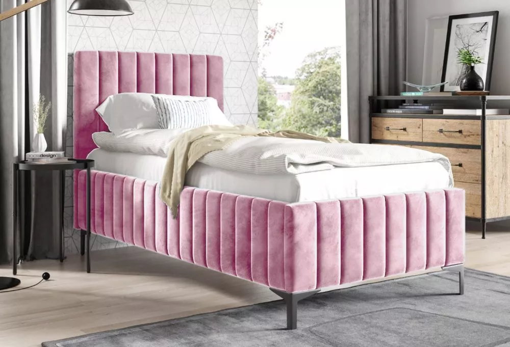 Gulta PK24 Comfort ar stelāžu Guļamvietas platums: 90 cm, Guļamvietas garums: 200 cm, stelāžas tips: metāla, · Rozā · 10