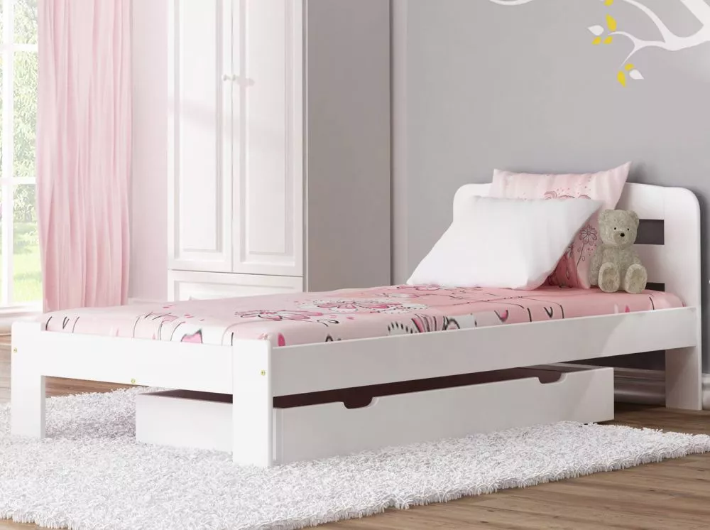 Gulta Sara ar stelāžu Guļamvietas platums: 90 cm, Guļamvietas garums: 200 cm, · Balts · 98 × 207 × 25 cm