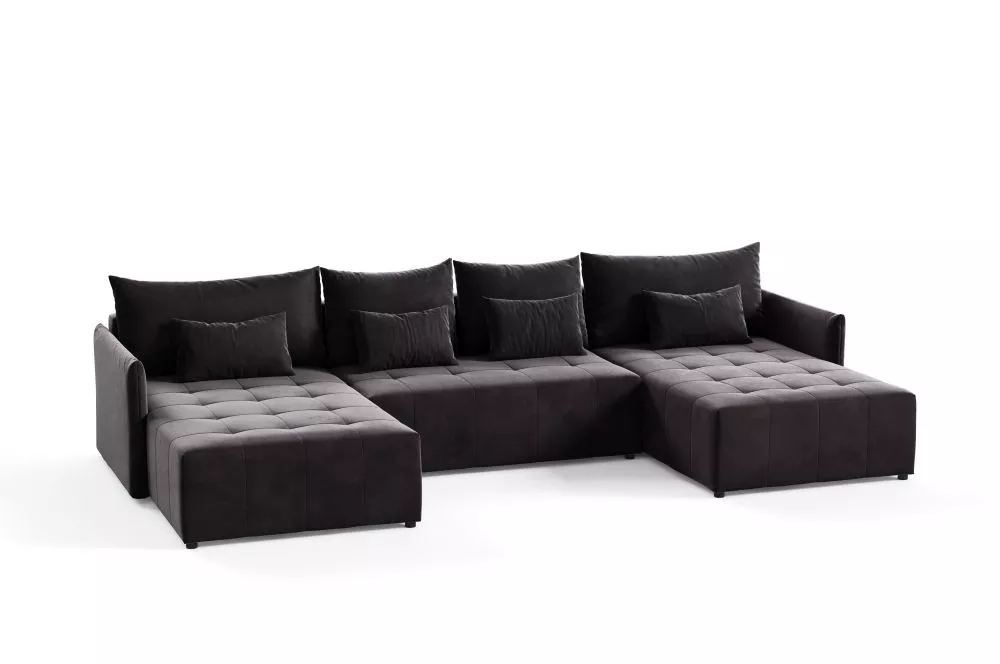 Dīvāns Beeniuu U Standard · Melns · 180 × 365 × 80 cm