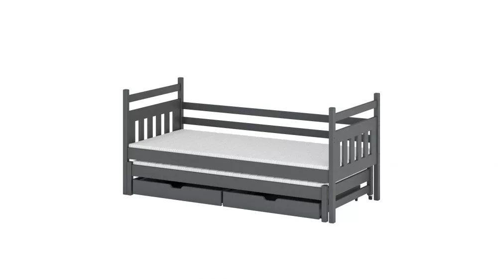 Bērnu gulta Daniel ar stelāžām Guļamvietas platums: 80 cm, Guļamvietas garums: 200 cm, · Grafīts · 87 × 208 × 85 cm