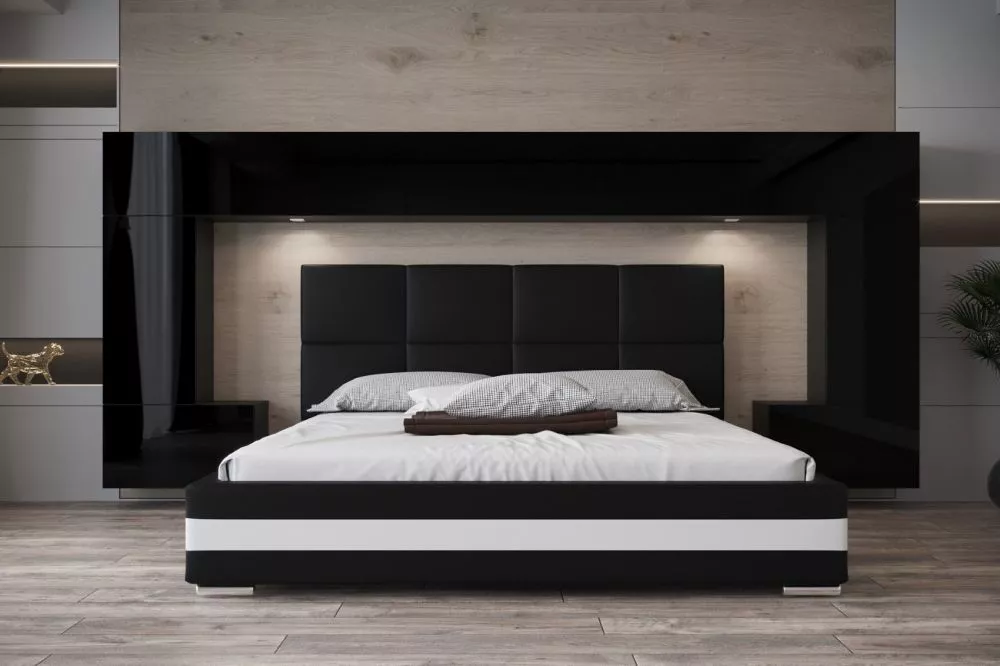 Sekcija Panama 6 Gloss ar LED · Melns · 300 × 35 × 167 cm
