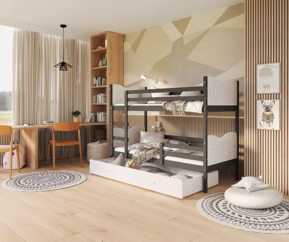 Bērnu gulta Max MDF 80x190 ar stelāžām Guļamvietas platums: 80 cm, Guļamvietas garums: 190 cm, · 86 × 198 × 158 cm