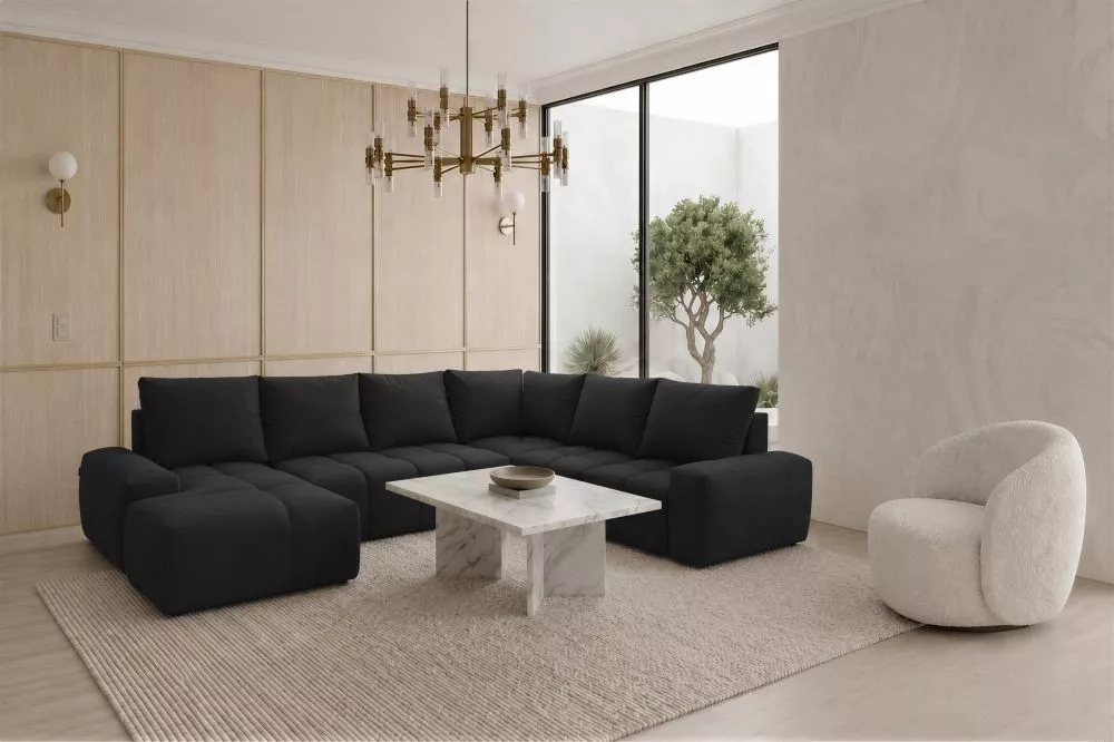 Dīvāns Marcelo 8 Standard · Melns · 255 × 324 × 83 cm