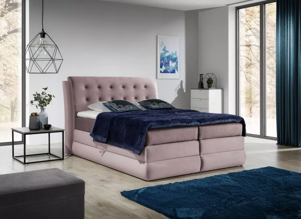 Gulta Arte Boxspring Standard Guļamvietas platums: 200 cm, Korpusa krāsa: rozā, Guļamvietas garums: 200 cm, · 220 × 219 
