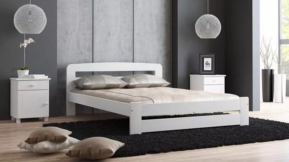 Gulta Lidia ar stelāžu Guļamvietas platums: 140 cm, Guļamvietas garums: 200 cm, · Balts · 148 × 207 × 69 cm