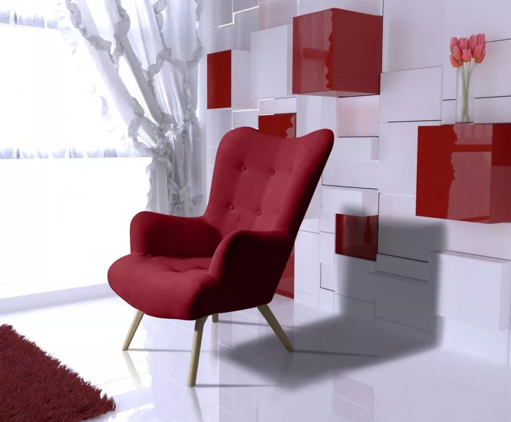 Mīksts krēsls Flori Standard Sēdvietas dziļums: 56 cm, · Sarkana · 75 × 85 × 99 cm