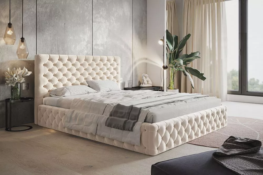 Gulta Slim 8 standard ar stelāžu Guļamvietas platums: 140 cm, Guļamvietas garums: 200 cm, stelāžas tips: koka, · Krēma ·
