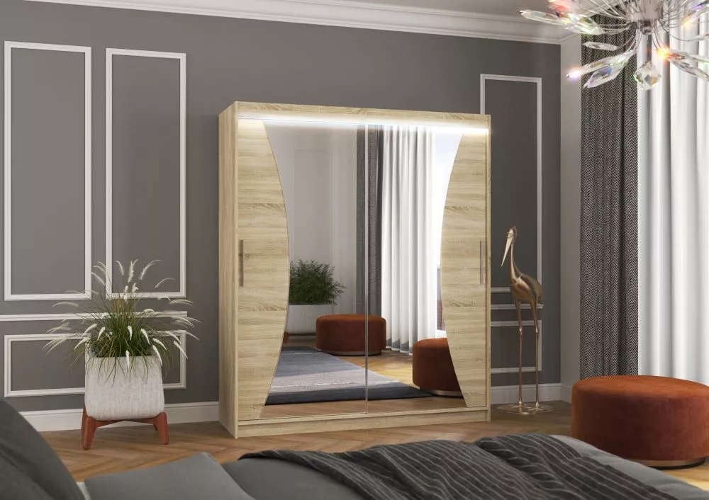 Skapis Charlotte ar LED · Sonoma · 180 × 58 × 215 cm
