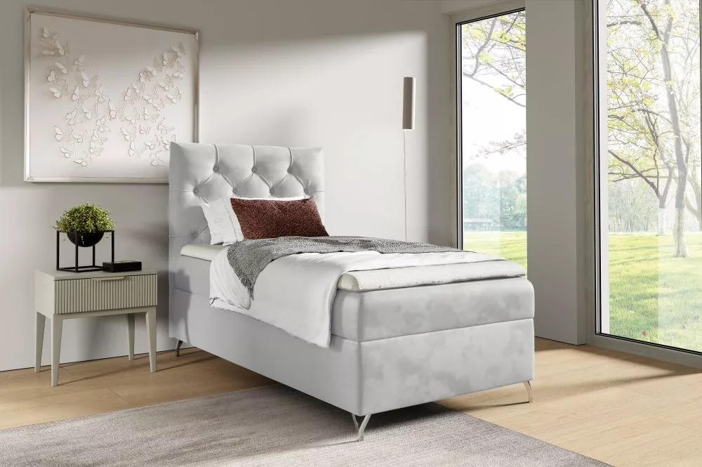 Gulta Guilette Mini Boxspring Standard Guļamvietas platums: 80 cm, Guļamvietas garums: 200 cm, · Gaiši pelēks · 84 × 208