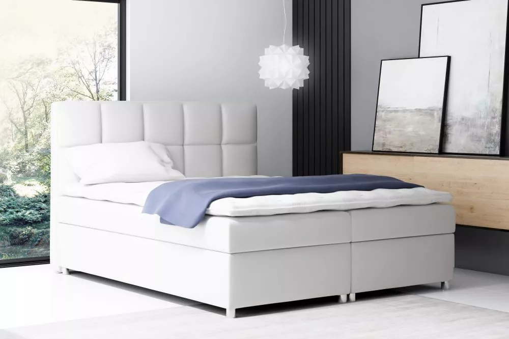 Gulta Napoli 1 Boxspring Standard Guļamvietas platums: 200 cm, Guļamvietas garums: 200 cm, · Balts · 200 × 213 × 130 cm