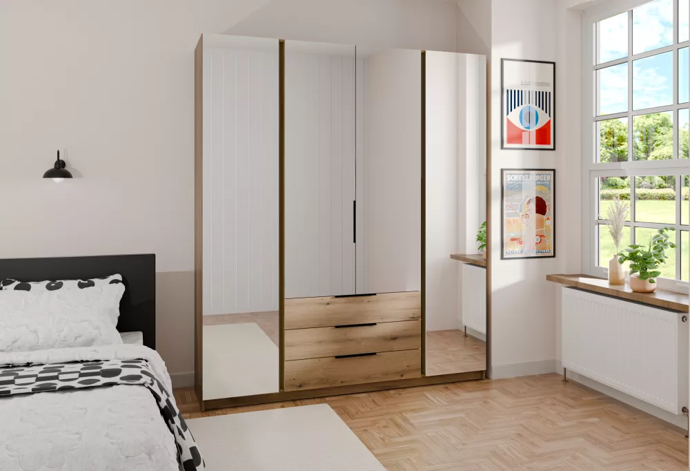 Skapis Kaja 4M3S · Ozols evoke · 200 × 62 × 239 cm