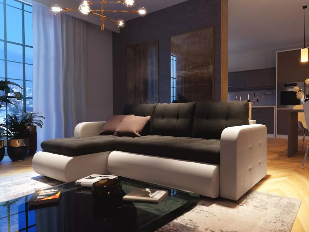Dīvāns Vegas Relax standard · Melns + balts · 152 × 235 × 85 cm